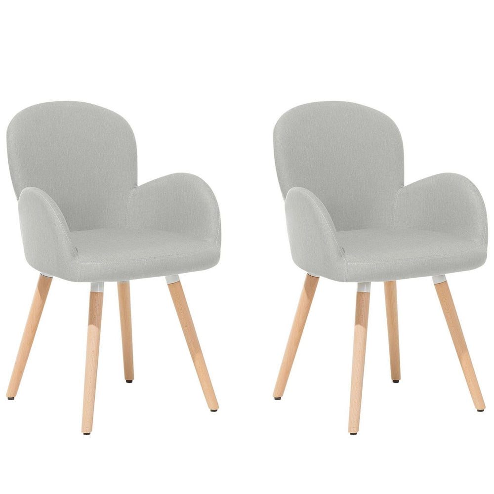 Set di 2 sedie da pranzo rivestimento in tessuto grigio chiaro gambe in legno chiaro stile moderno eclettico