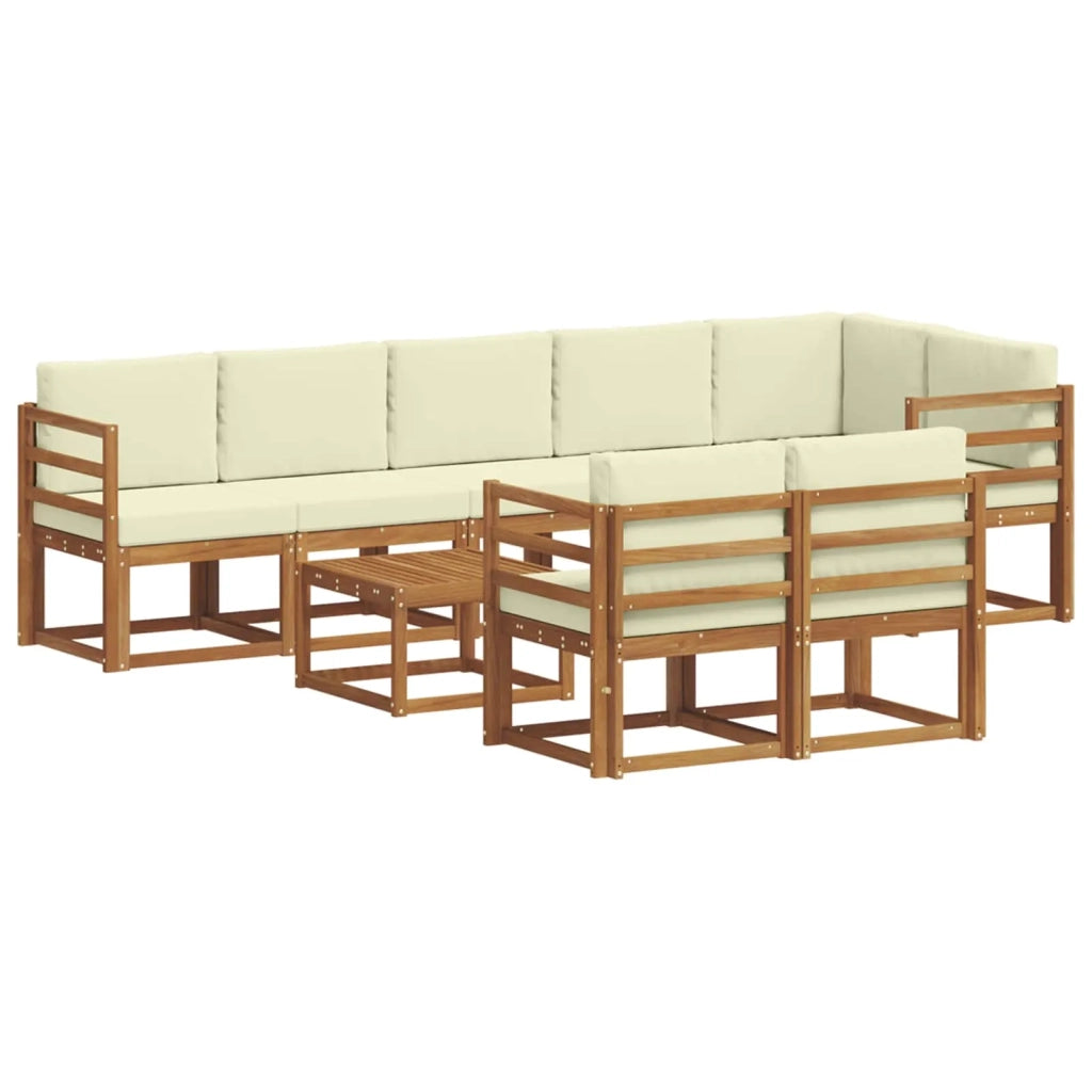 Set di divani da esterno con cuscino 9 pcs Naturale e Crema