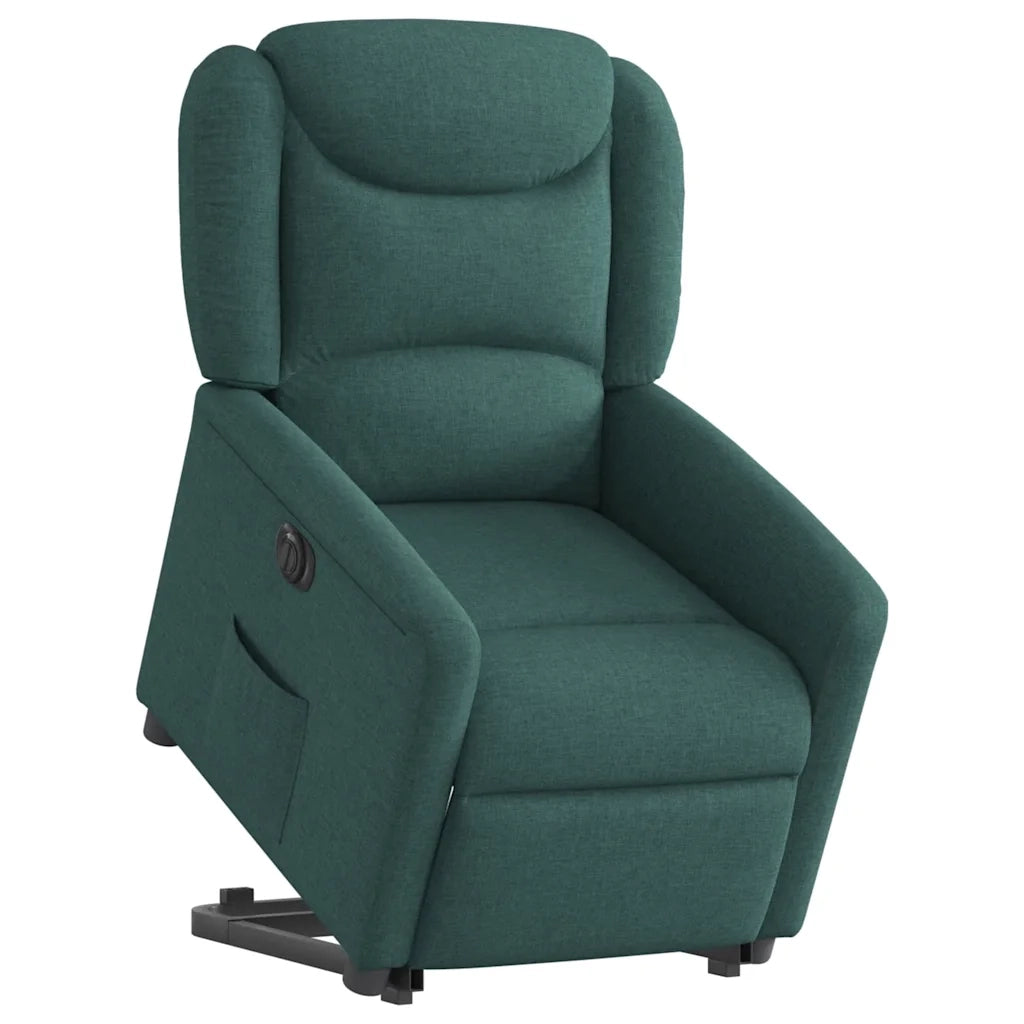 Poltrona Alzapersona Reclinabile Elettrica Verde Scuro Tessuto 3303220