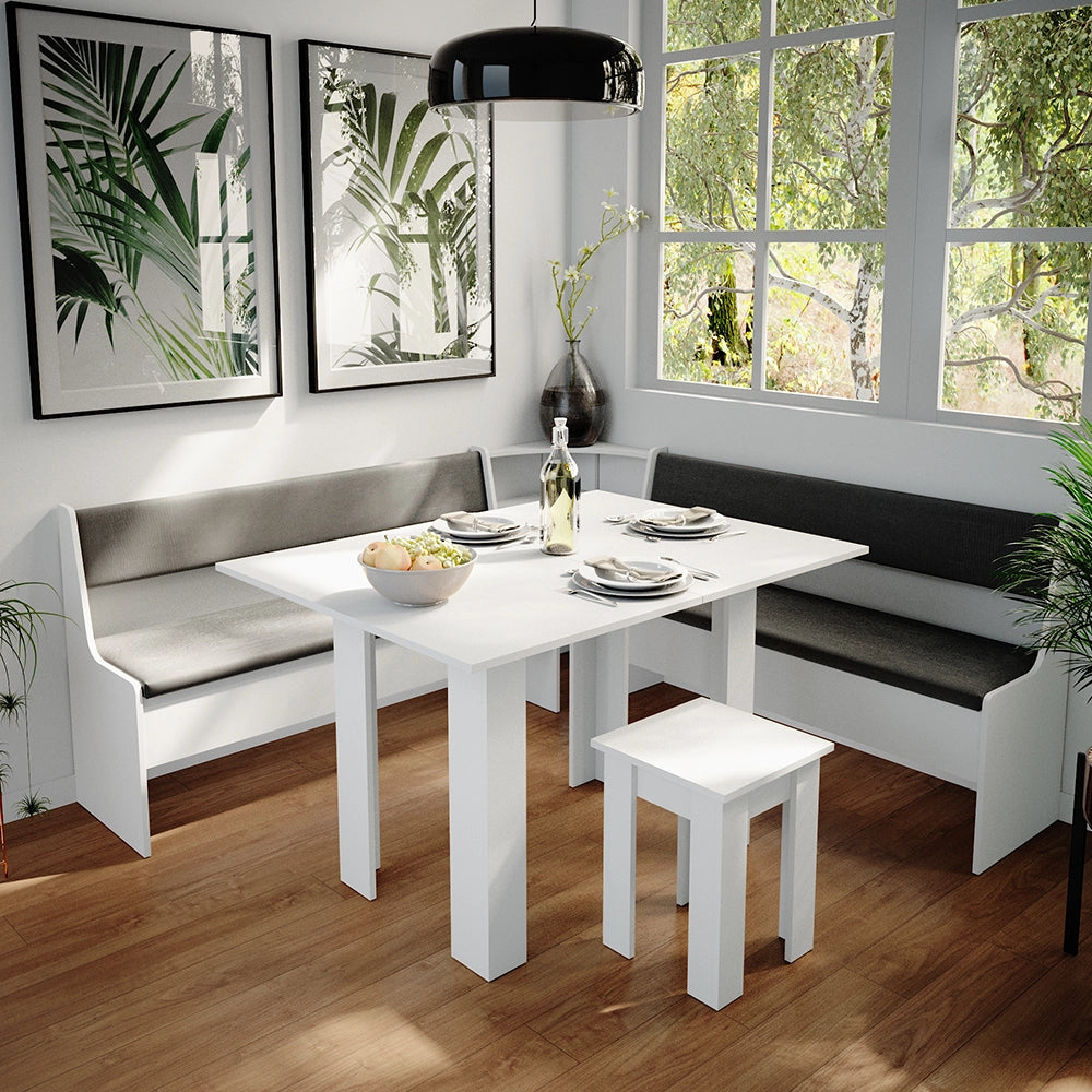 Vicco Gruppo panca ad angolo Bianco 180 x 41.5 cm con tavolo