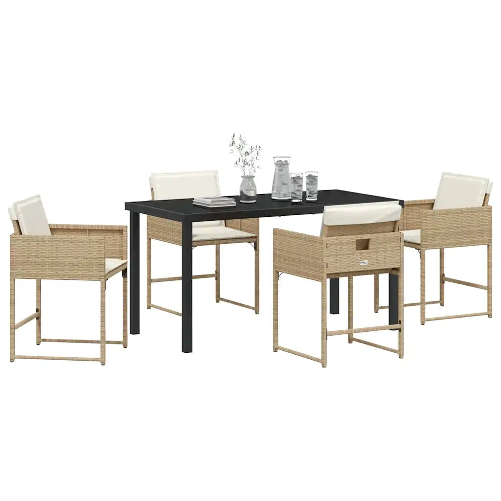 Set da Pranzo per Giardino 5 pcs Beige polyrattan 3380730