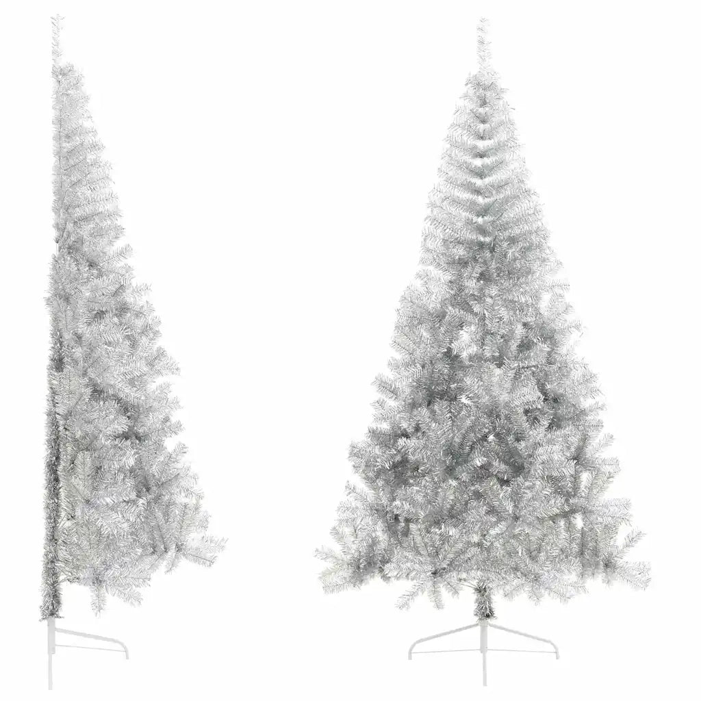 Albero di Natale a Metà con Supporto Argento 210 cm PET 344698