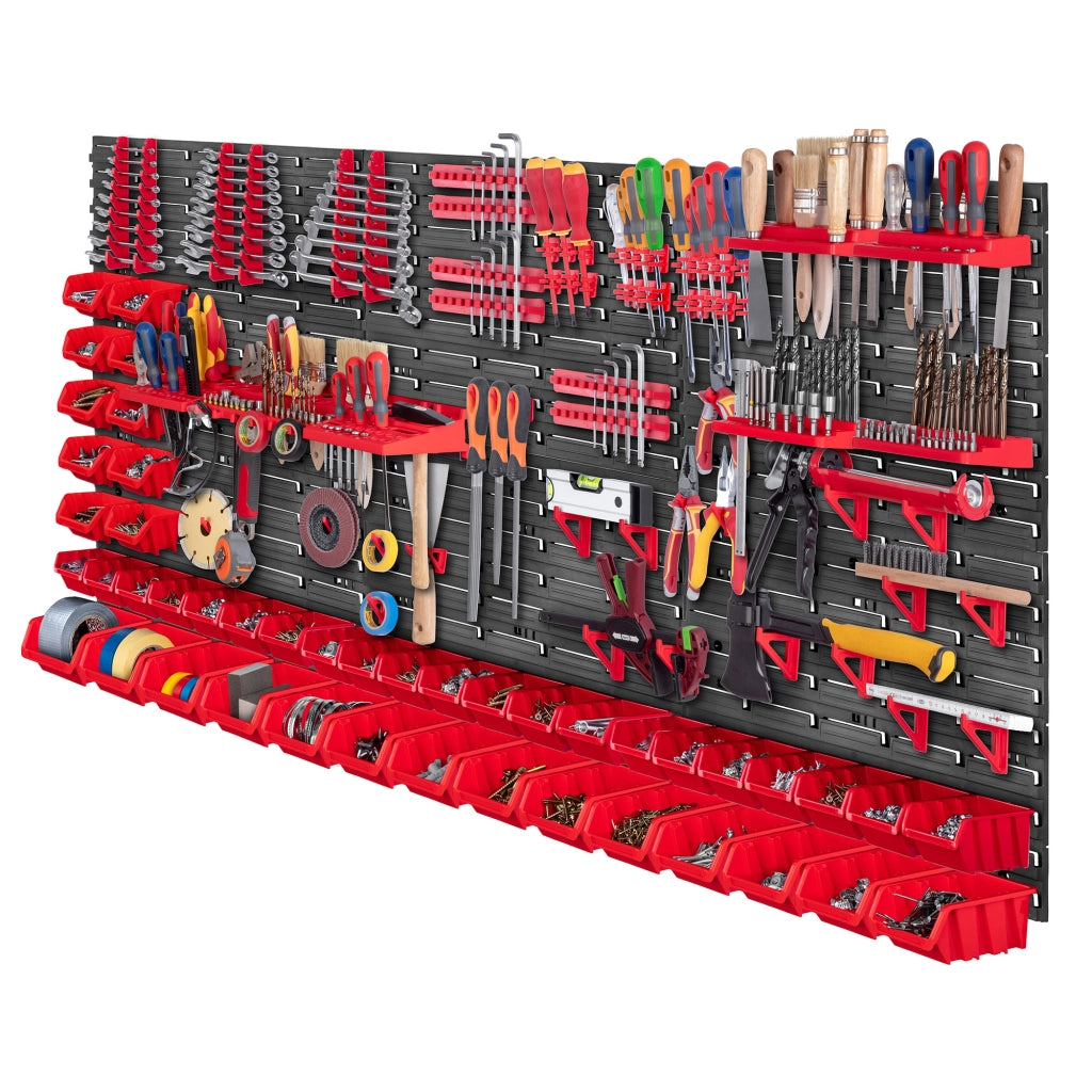 Pannello portautensili KADAX da parete per officina, 174x78 cm, 45 scomparti, 60 supporti, garage.