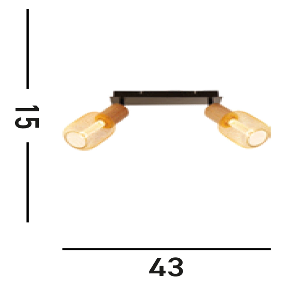Plafoniera Industrial-Nordico Spinoso Acciaio Nero Marrone 2 Luci E27