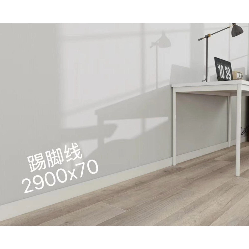 Trade Shop - Battiscopa Bianco 2900x70 Mm Zoccolino Decorativo Moderno Per Pareti -
