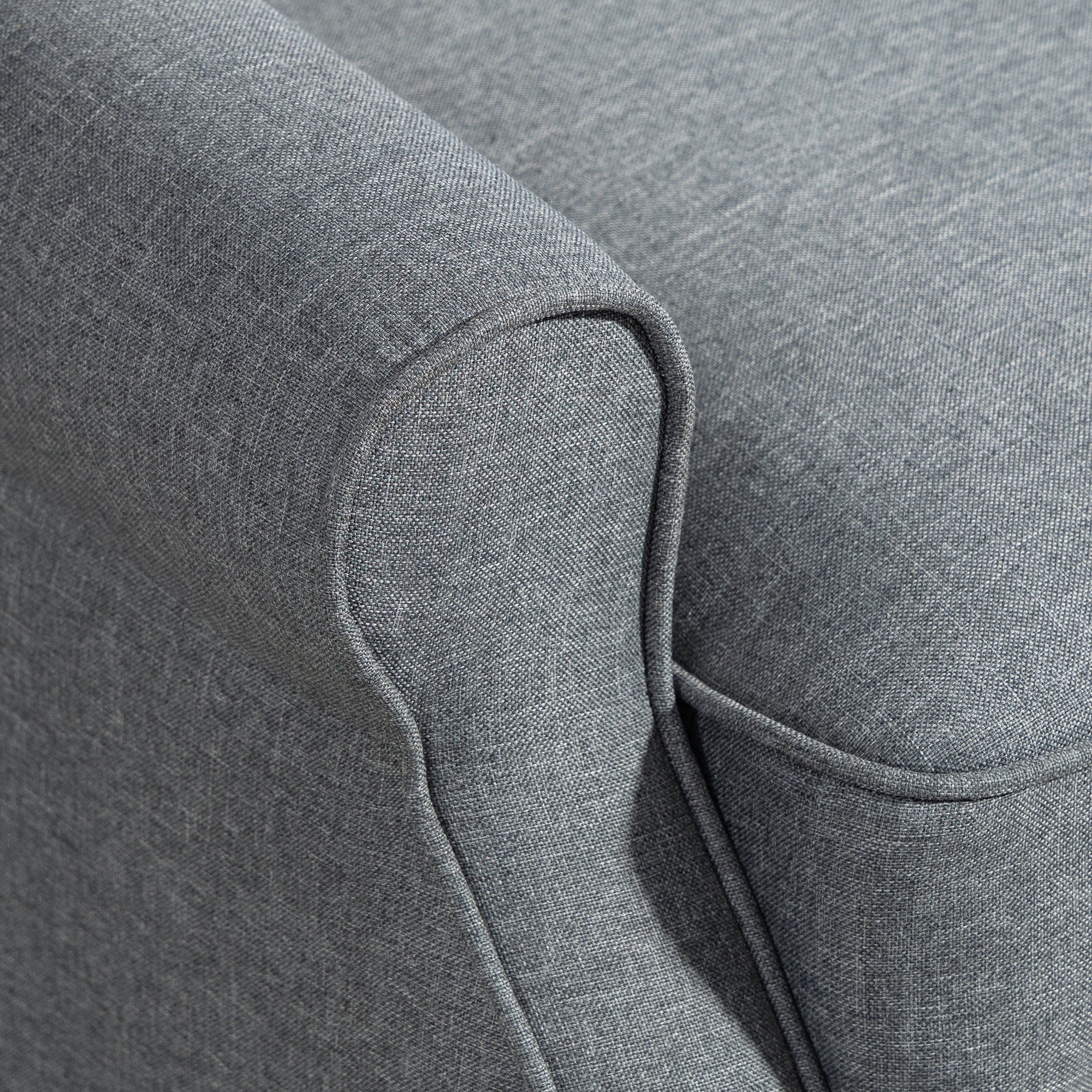 Poltrona Reclinabile 132° Max 74x84x102 cm in Tessuto Effetto Lino con Poggiapiedi Grigio