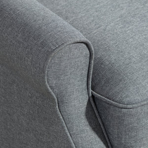 Poltrona Reclinabile 132° Max 74x84x102 cm in Tessuto Effetto Lino con Poggiapiedi Grigio