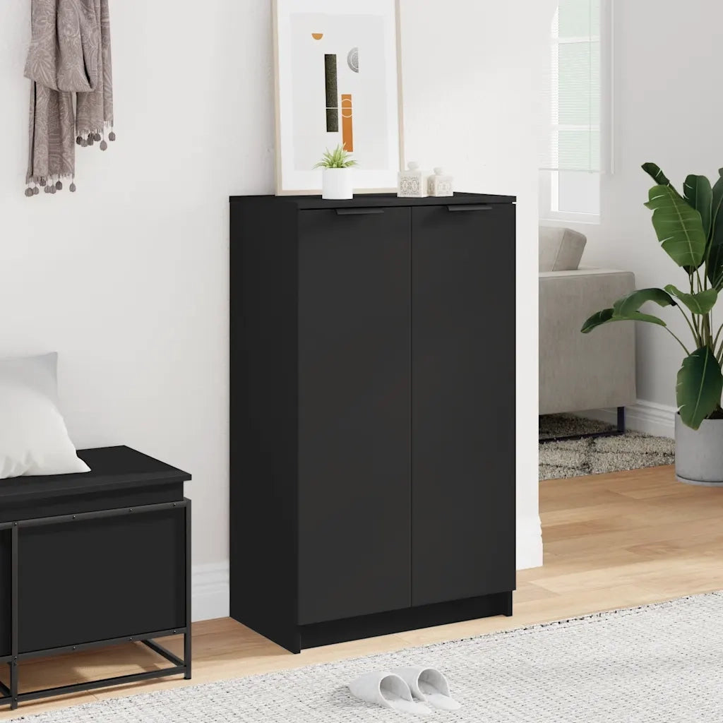 Scarpiera Nera 59x35x100 cm in Legno Multistrato 811440