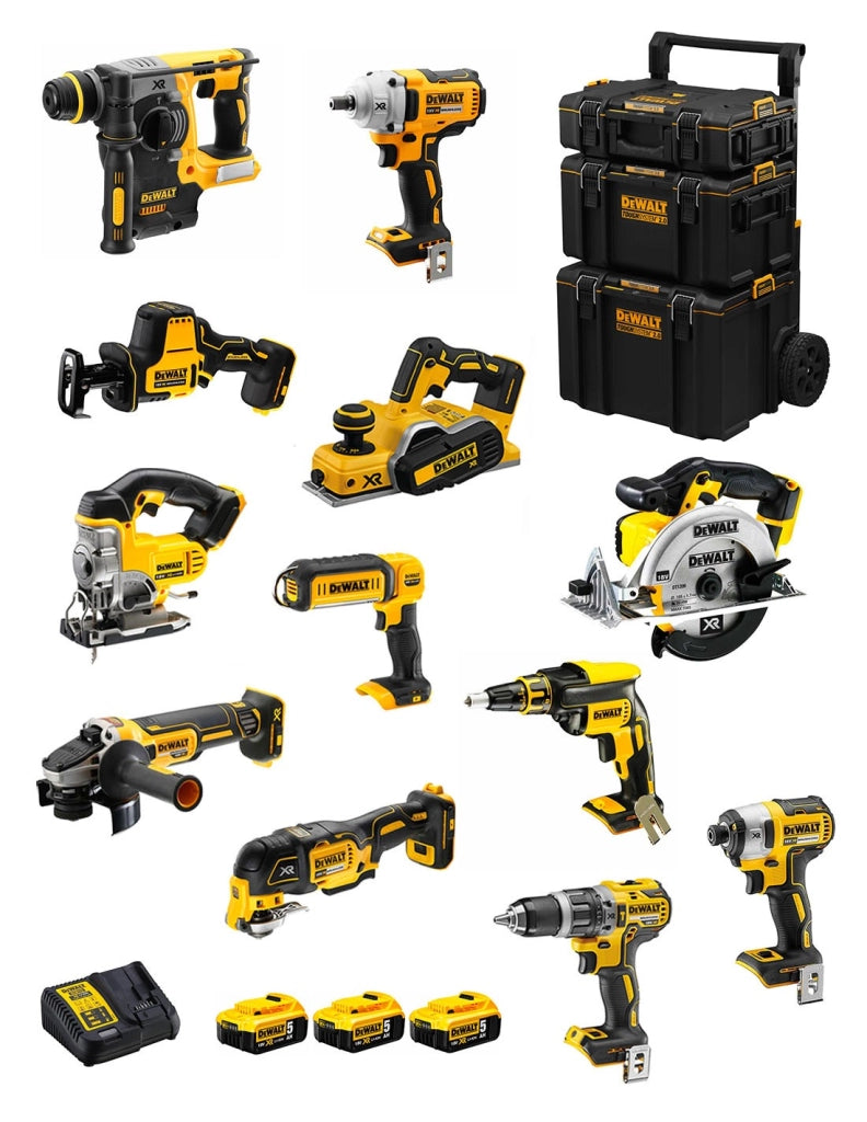 DeWALT Kit DWK1200 (DCD796+DCH273+DCG405+DCF887+DCF894+DCS331+DCS391+ DCS355+DCP580+DCS369+DCL050+DCF620+3x5,0Ah+DCB115+Caddy)