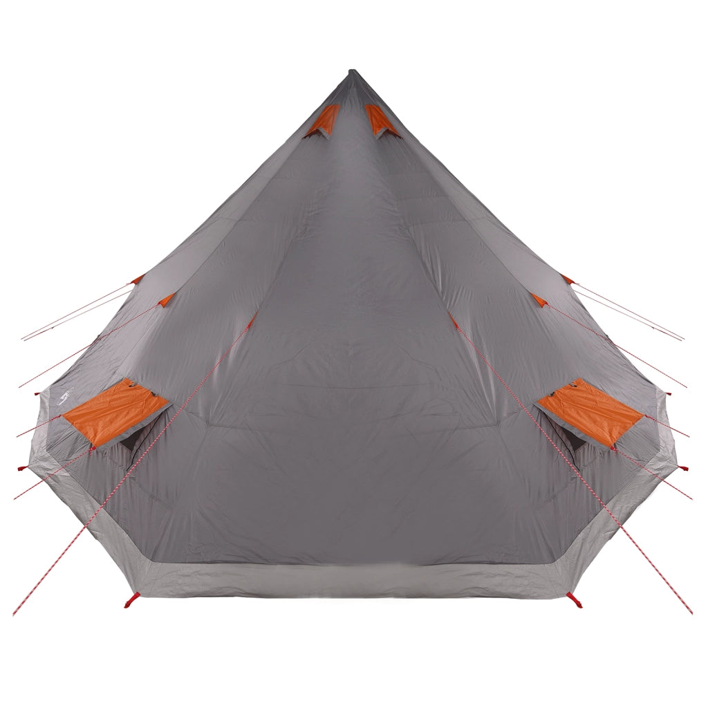 Tenda da famiglia Tipi grigia e arancione impermeabile per 12 persone