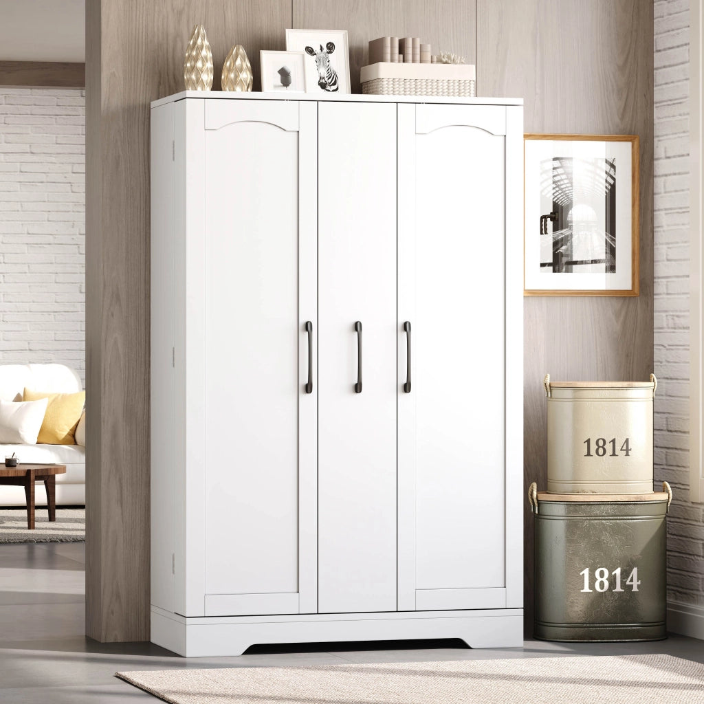 Credenza da cucina con 2 ante, 4 ripiani e vani regolabili, per cucina e soggiorno, in MDF, bianco, 120 × 78 × 35 cm