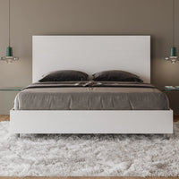 Letto Matrimoniale 160x200 cm con Rete e Contenitore Egos Bianco Frassino
