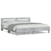 Letto matrimoniale | Letto per adulti | Giroletto Testiera Grigio Cemento 180x200 cm Legno Multistrato