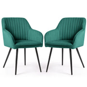 Set di 2 Sedie in velluto con cuciture verticali FLORENCE Verde Bottiglia gambe nere