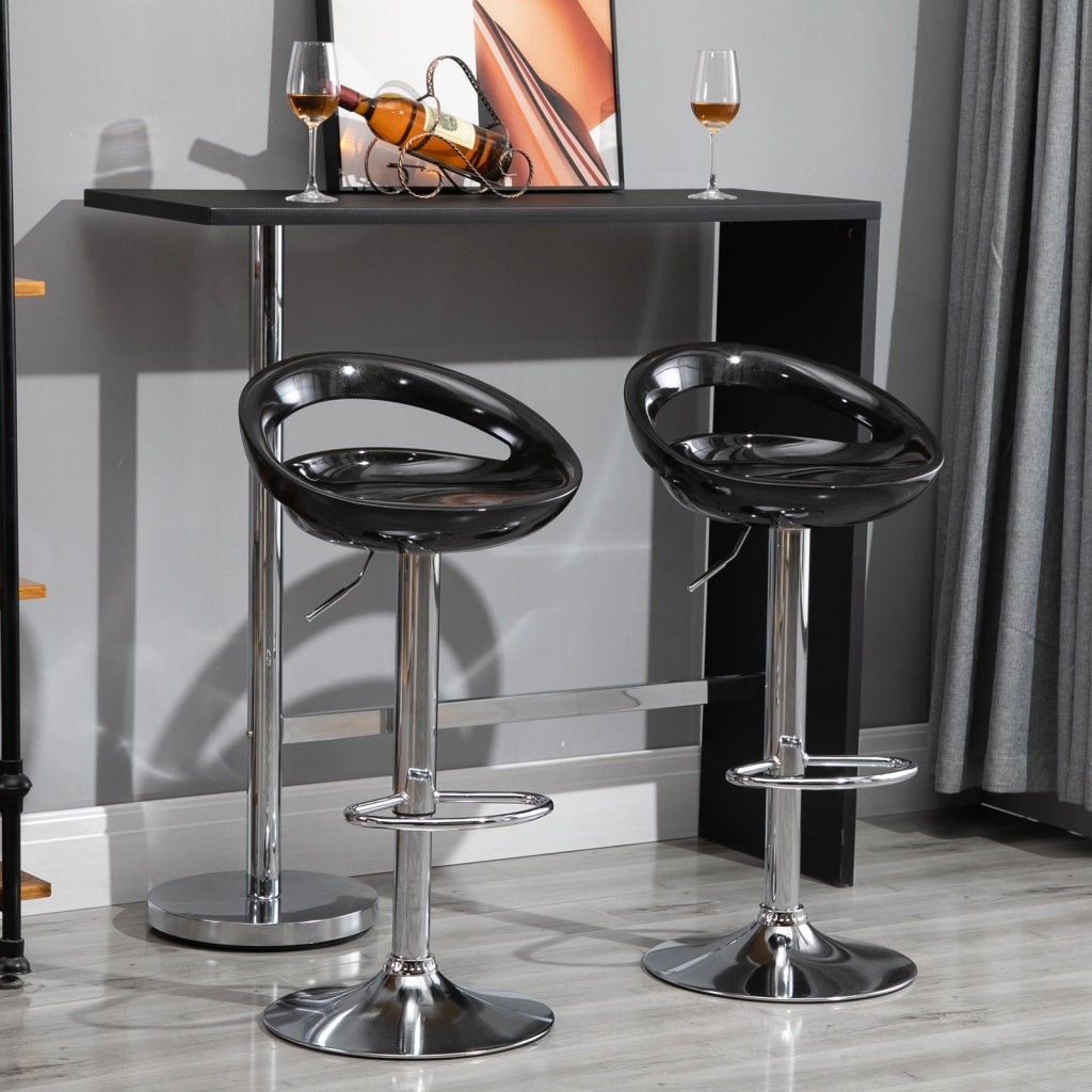 Sgabelli da Bar 2 Pezzi Girevoli con Schienale ¨C zephmum ¨C Nero, Acciaio, 46x41x76-96cm