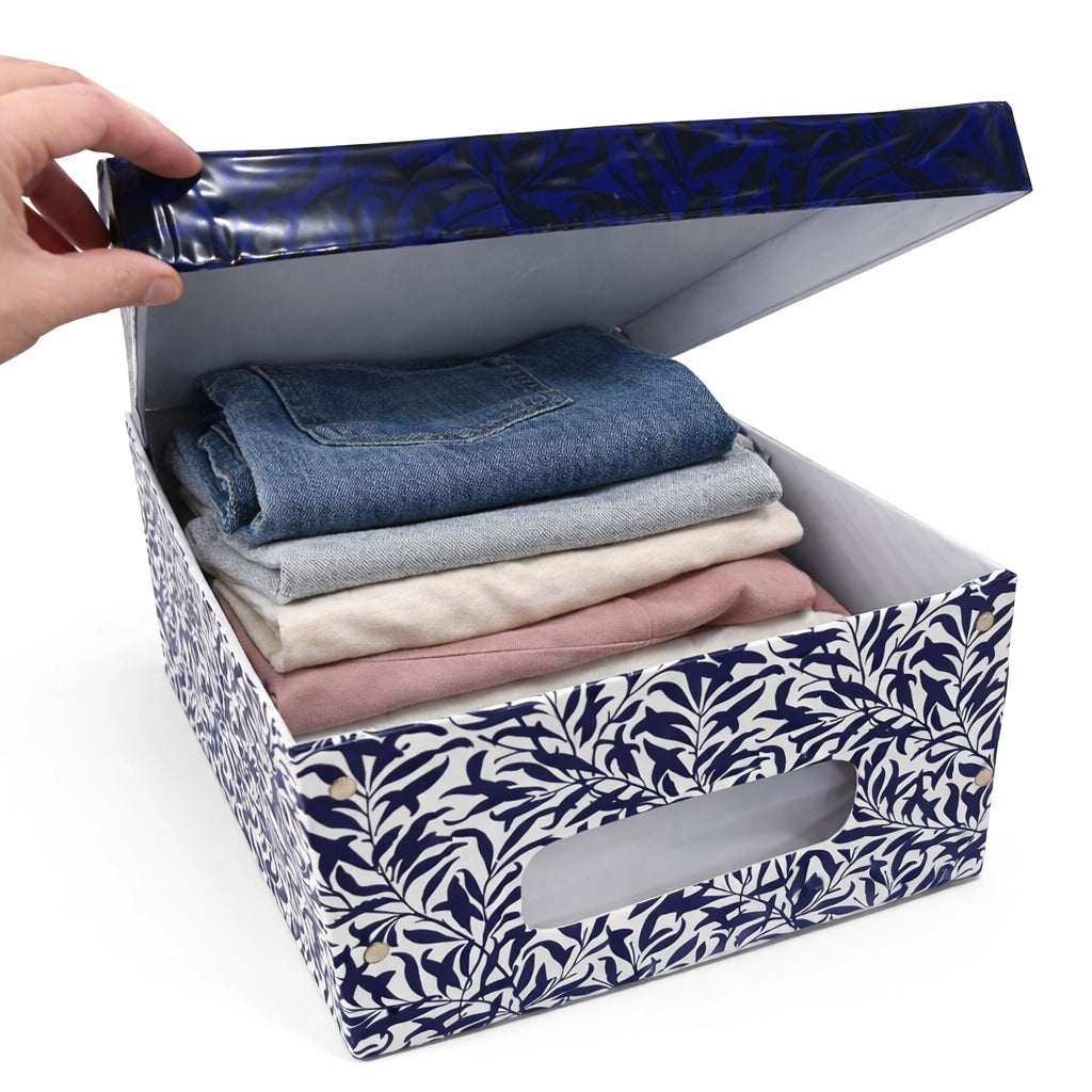 Kit 4pz Scatole Box Sistemazione Armadio in PVC Pieghevole 50x39 H24cm Col.Ass