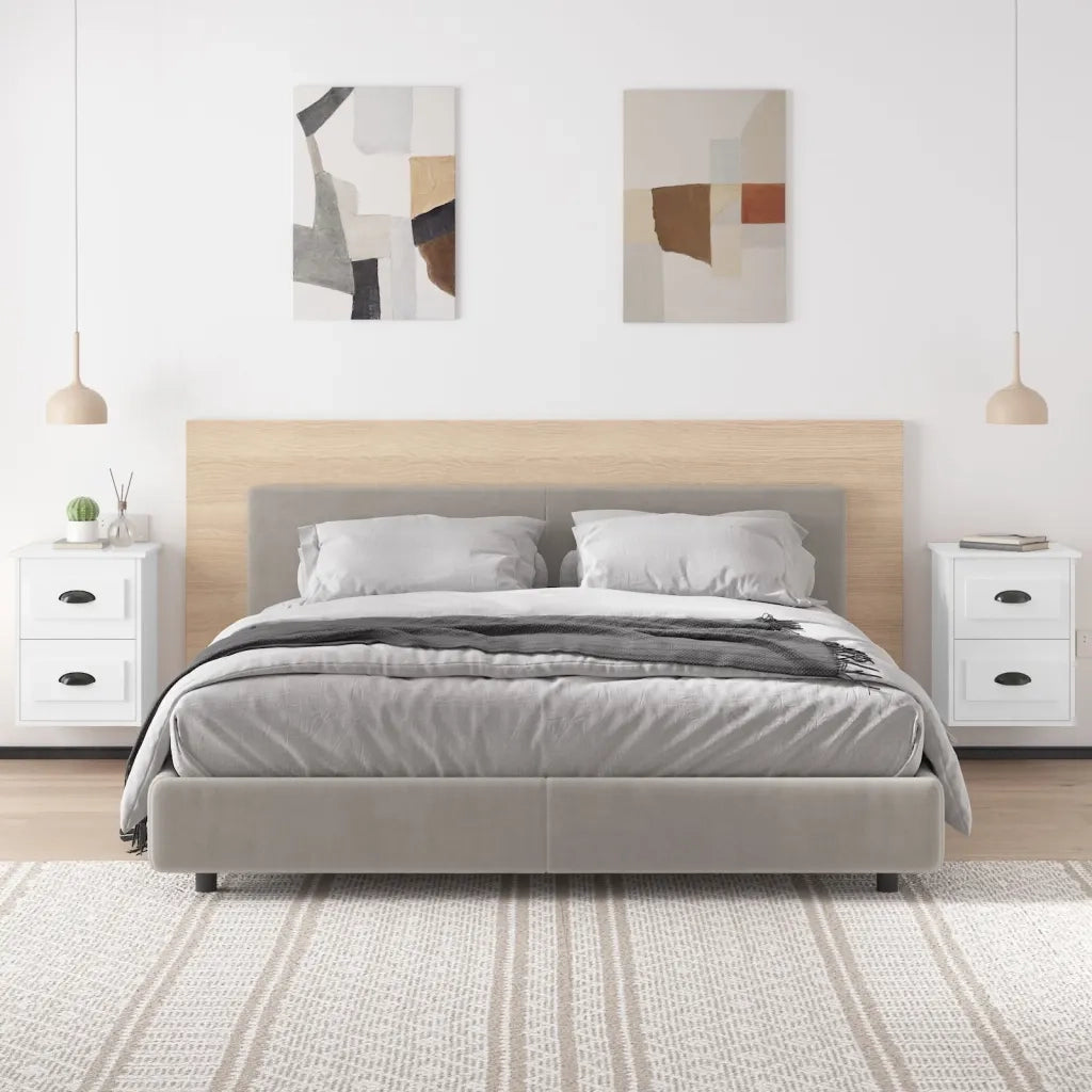 Comodini a Parete 2 pz-Set di 2 Tavolino da notte Bianco Lucido 41,5x36x53 cm