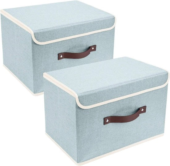 Cassetto ripiegabile con coperchio, tessuto, lavabile, cassetto con coperchio, 38x25x25 cm, 2 pezzi