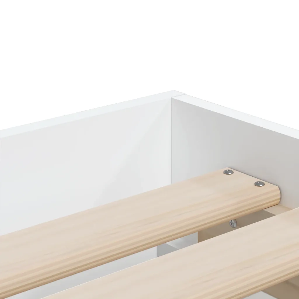 Giroletto con Cassetti-Struttura Letto con contenitore Bianco 100x200 cm in Legno Multistrato 688122