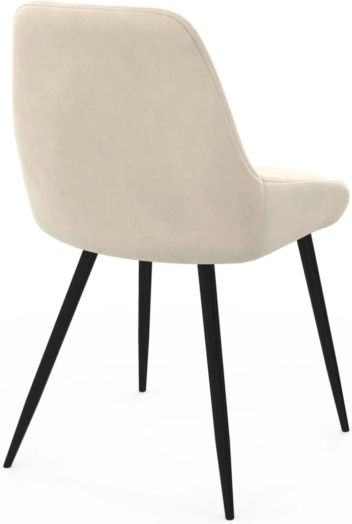 Lote de 4 sillas THALYA de terciopelo beige con medio reposabrazos