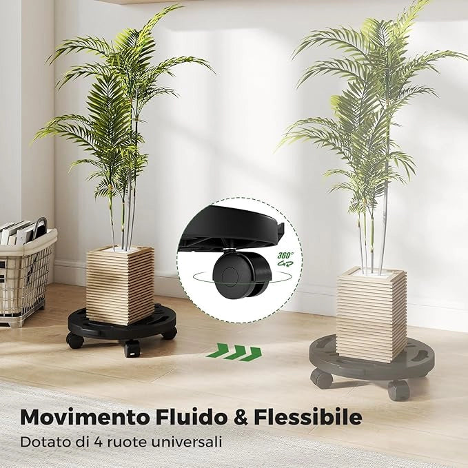 Sottovaso per Piante con 4 Ruote Universali, Carrello Tondo per Piante per Mobili, Secchi, Vasi di Fiori, Capacità di 170 kg