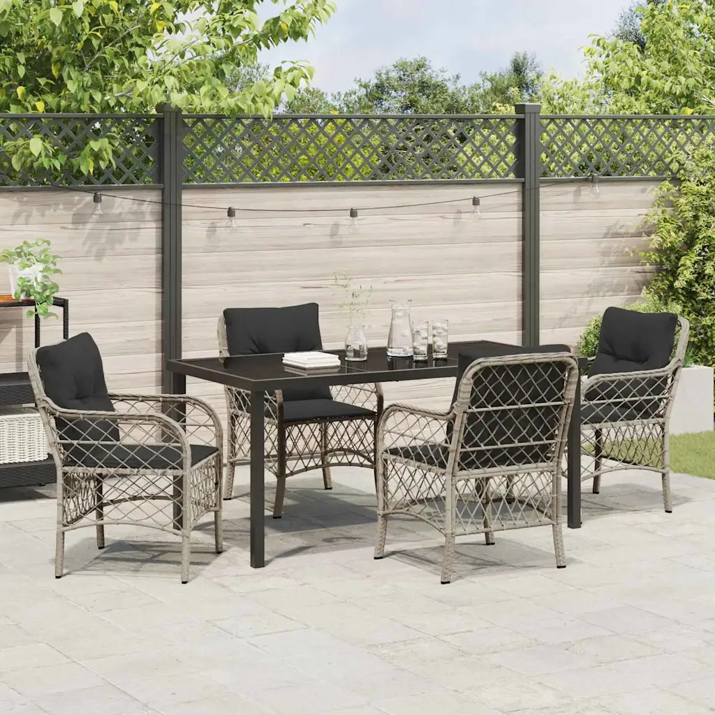 Set da Pranzo per Giardino 5 pcs Grigio chiaro polyrattan 3380242