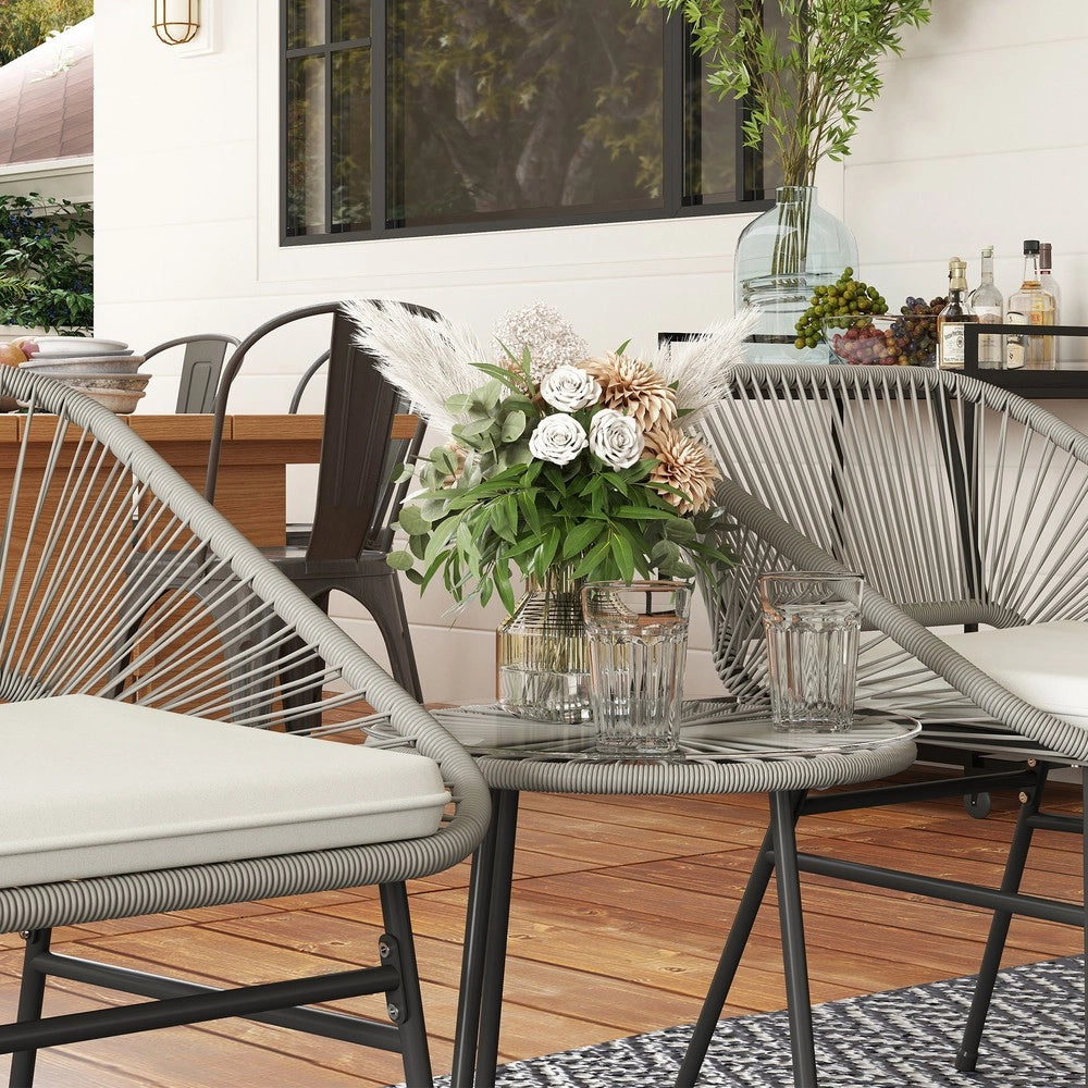 Set Divano da Giardino in Polyrattan 3 Pezzi con Cuscini ¨C Xylo ¨C Antracite