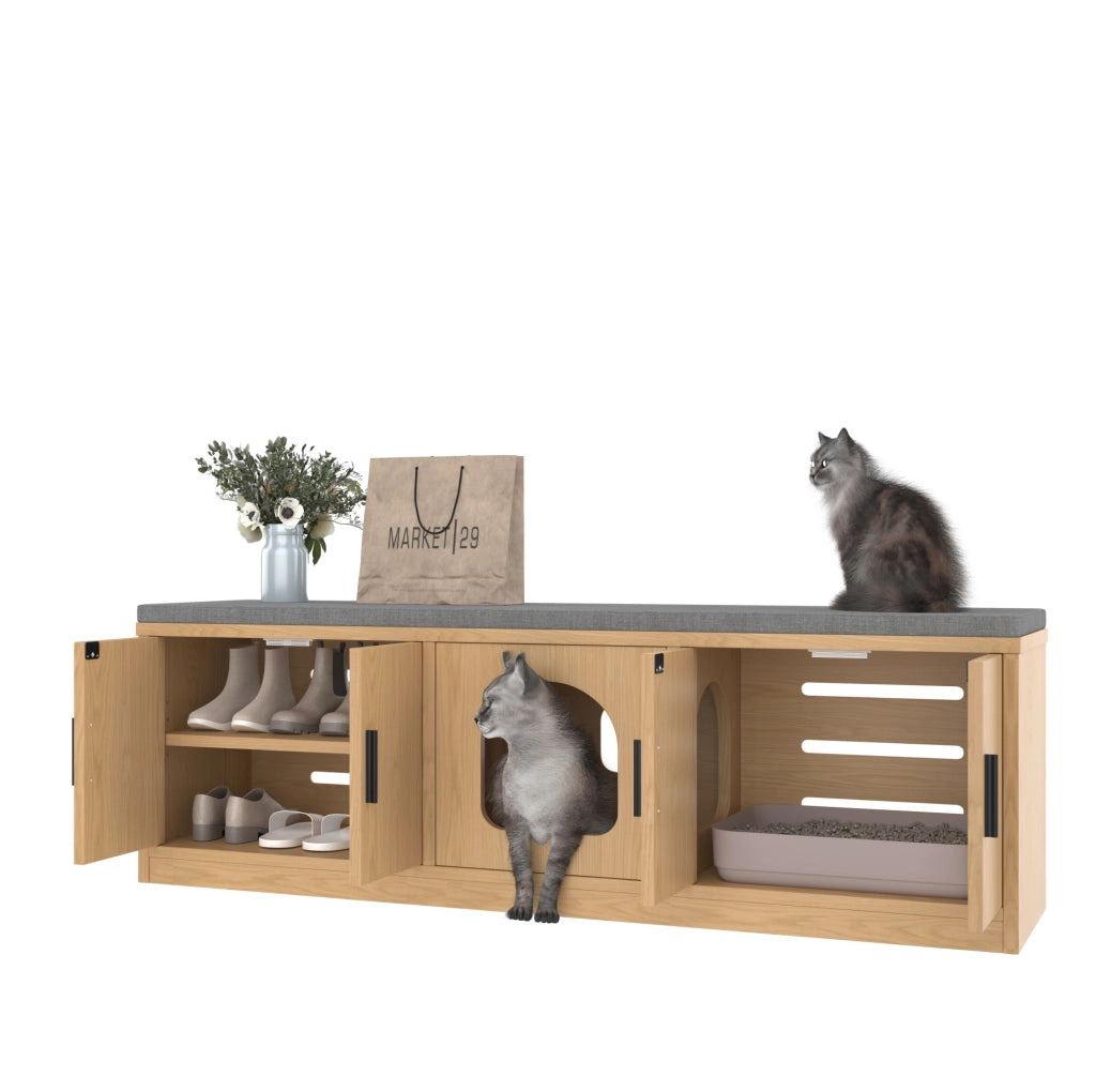 Mobile multifunzione per gatti e ingresso in finitura rovere
