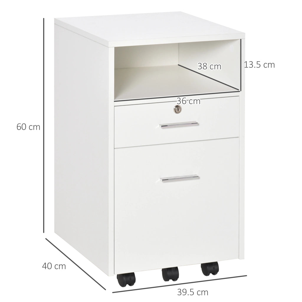 Scrivania con cassettiera ¨C zephmum ¨C 39x40x65 cm, bianco