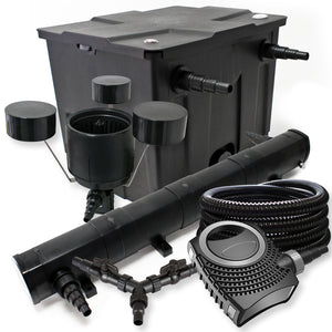 Set Filtro 12000l Chiarificatore laghetto 72W Pompa NEO8000 70W Tubo 25m Skimmer CSP250