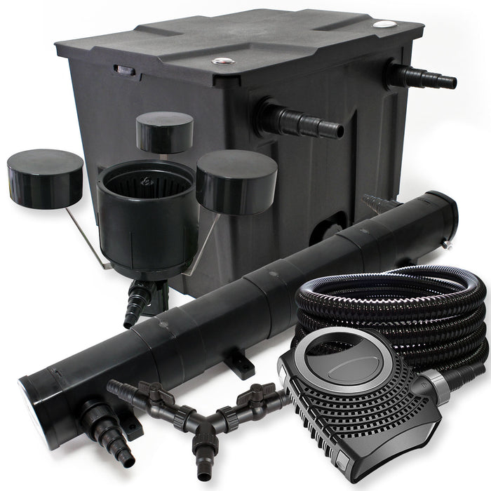 Set Filtro 12000l Chiarificatore laghetto 72W Pompa NEO8000 70W Tubo 25m Skimmer CSP250