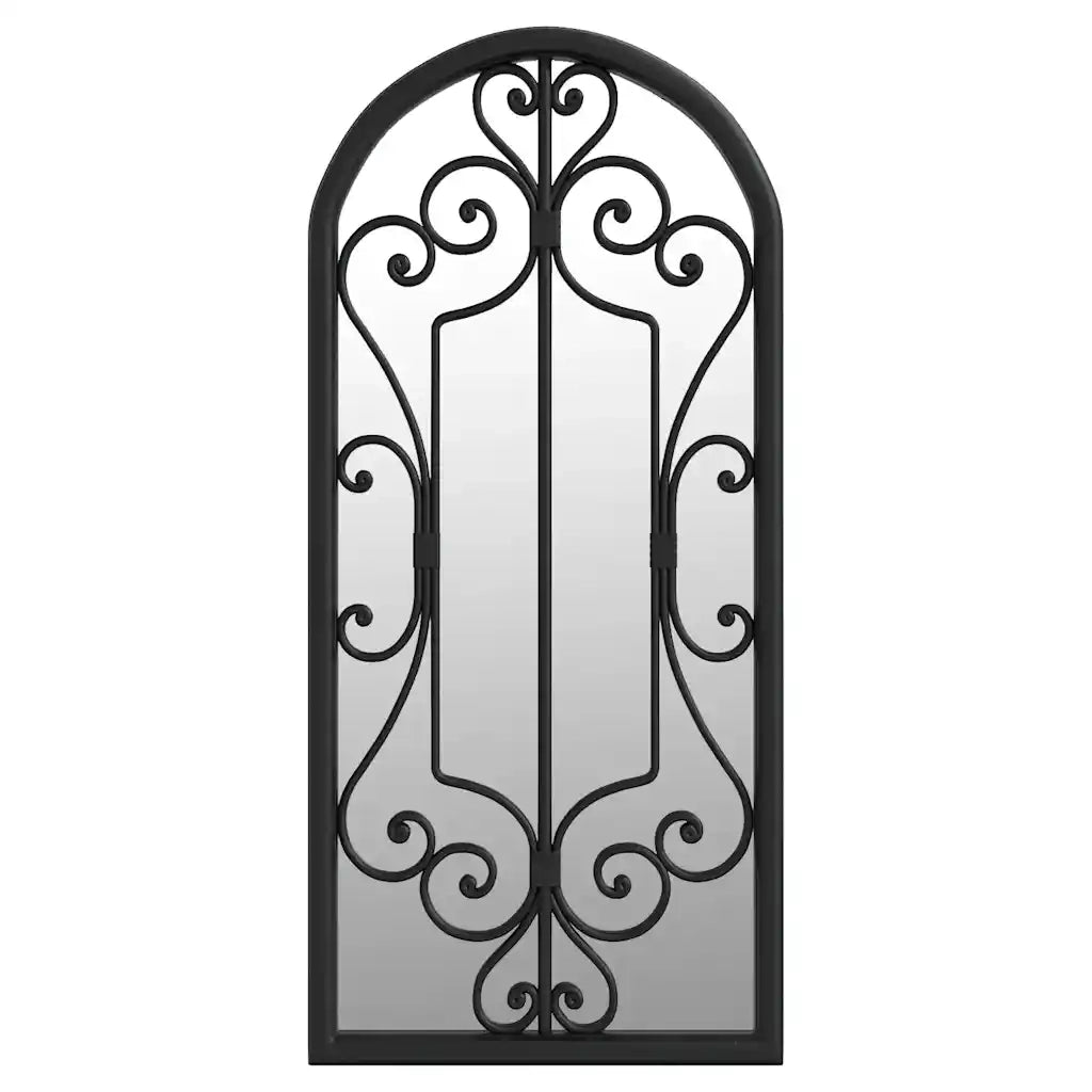 Specchio da Giardino-Specchio Decorativo-Specchio Esterno Nero 100x45 cm in Ferro per Uso Esterno 635795