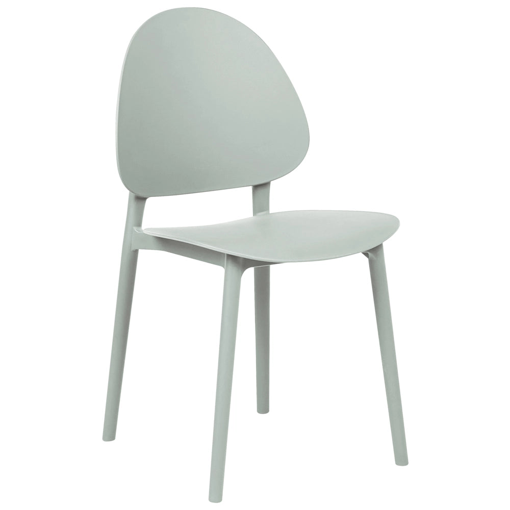 Set di 4 sedie da pranzo in plastica verde menta per interni ed esterni senza braccioli stile classico minimalista