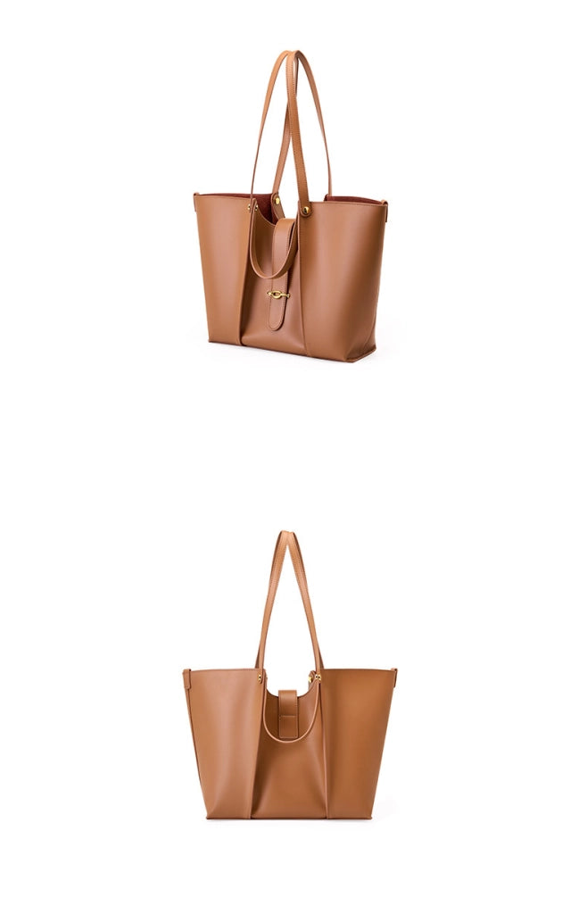 Borsa a tracolla/borsa tote da donna in vera pelle marrone
