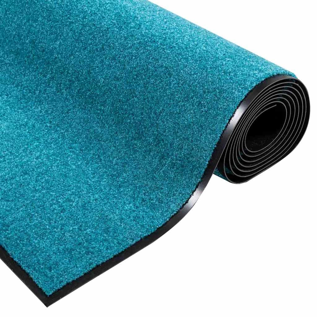 Zerbino d'ingresso moderno rettangolare 120 x 250 cm antiscivolo per interni/esterni in poliammide ciano 02_0057951