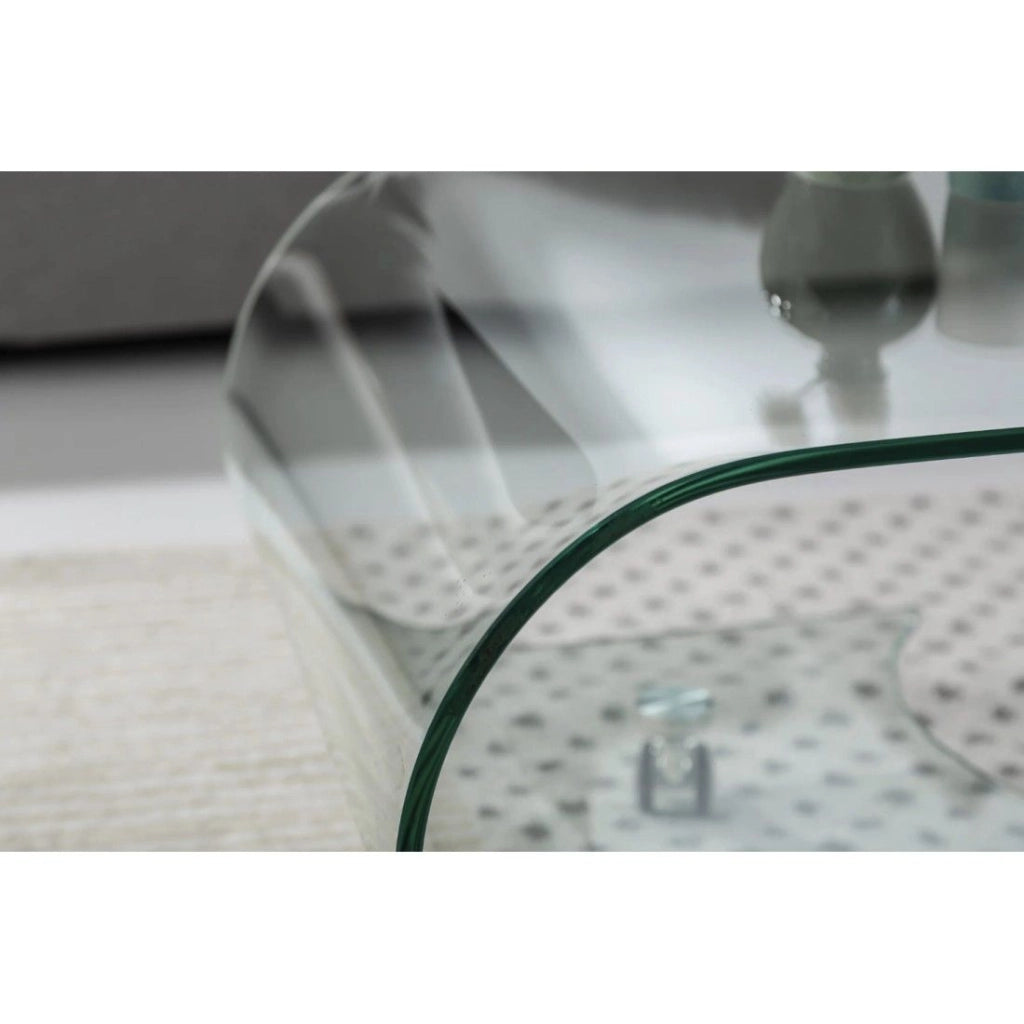 Tavolino basso HOLOW con ruote - Tavolino basso design asimmetrico in vetro temperato
