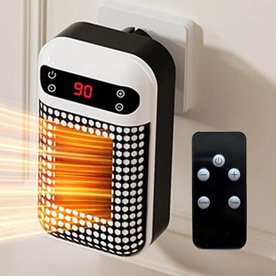 Mini stufa a parete, stufa portatile con telecomando, piccola scatola di riscaldamento a parete, con termostato regolabile e timer 12 ore, display LED, adatto per l'uso in casa, ufficio e bagno (bianco).