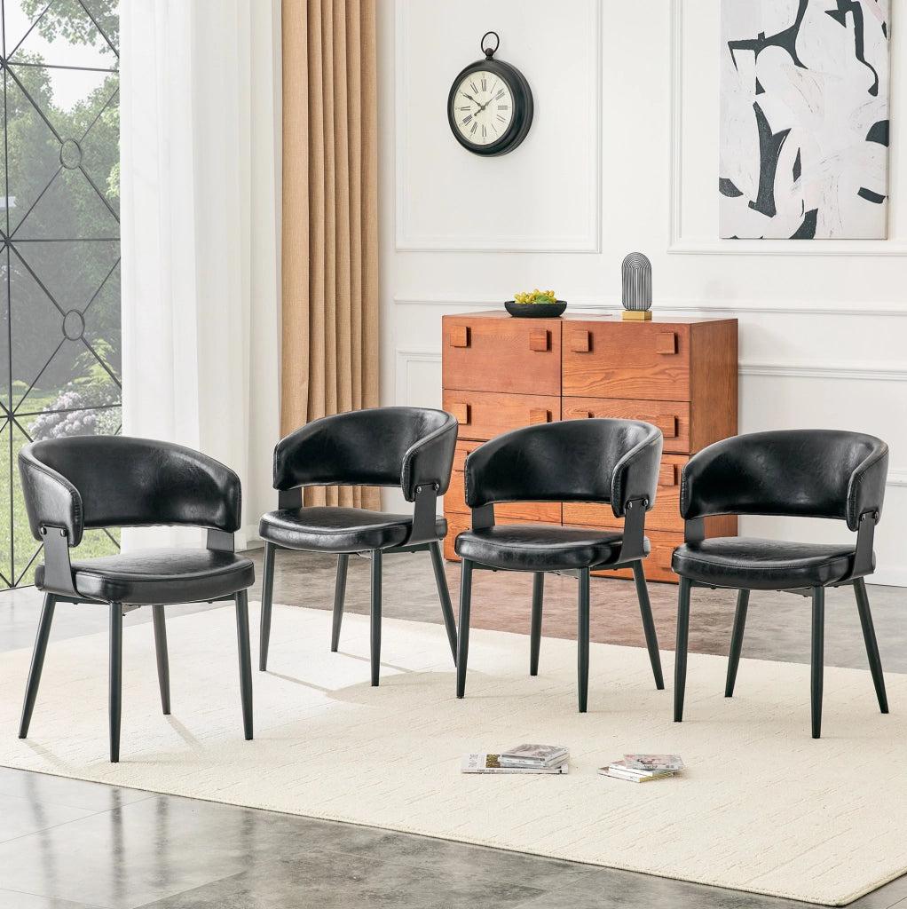 Sedie da pranzo 2 pezzi 77,3 cm in PU nero, stile Mid-Century moderno