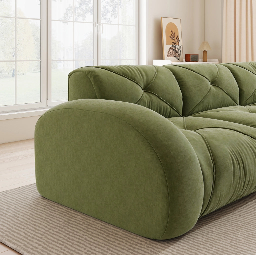 Divano modulare senza struttura in ciniglia verde 204×171×76 cm