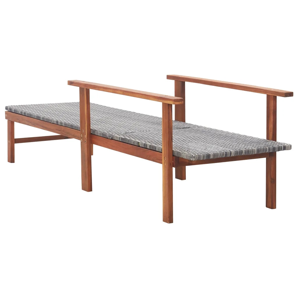 Lettino Prendisole Polyrattan e Legno Massello di Acacia Grigio 48704