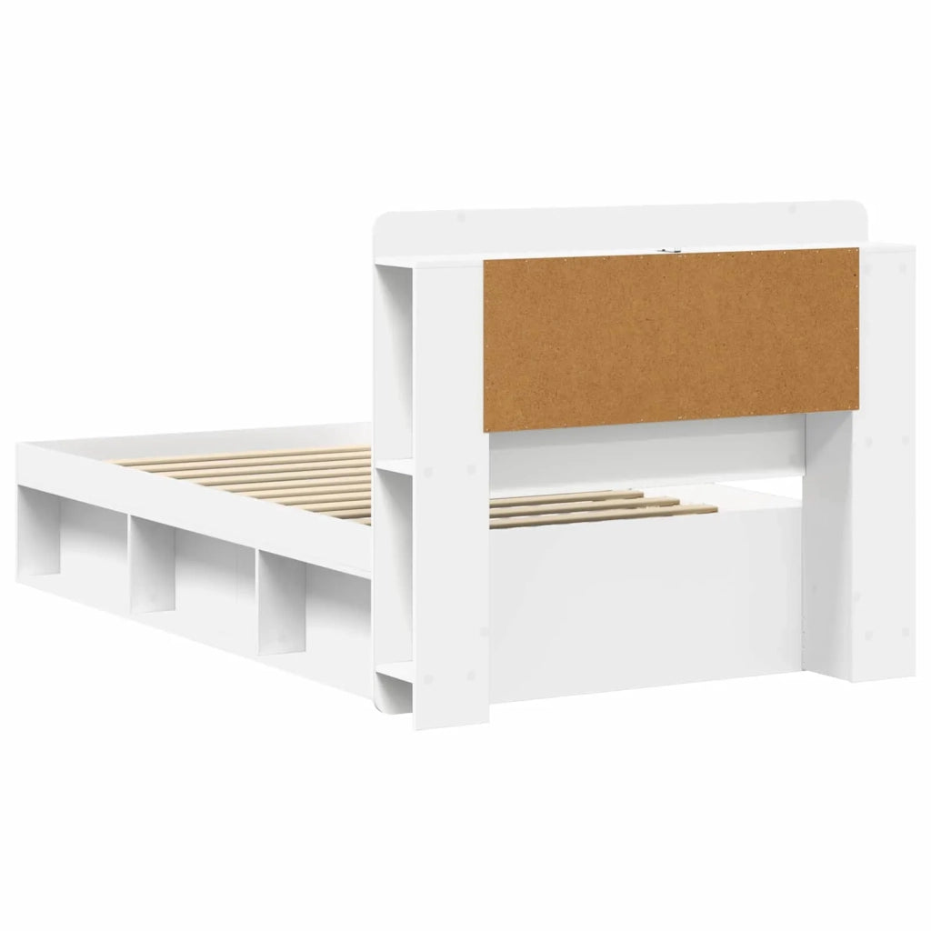 Telaio del letto con storage con testiera Bianco 90 x 200 cm