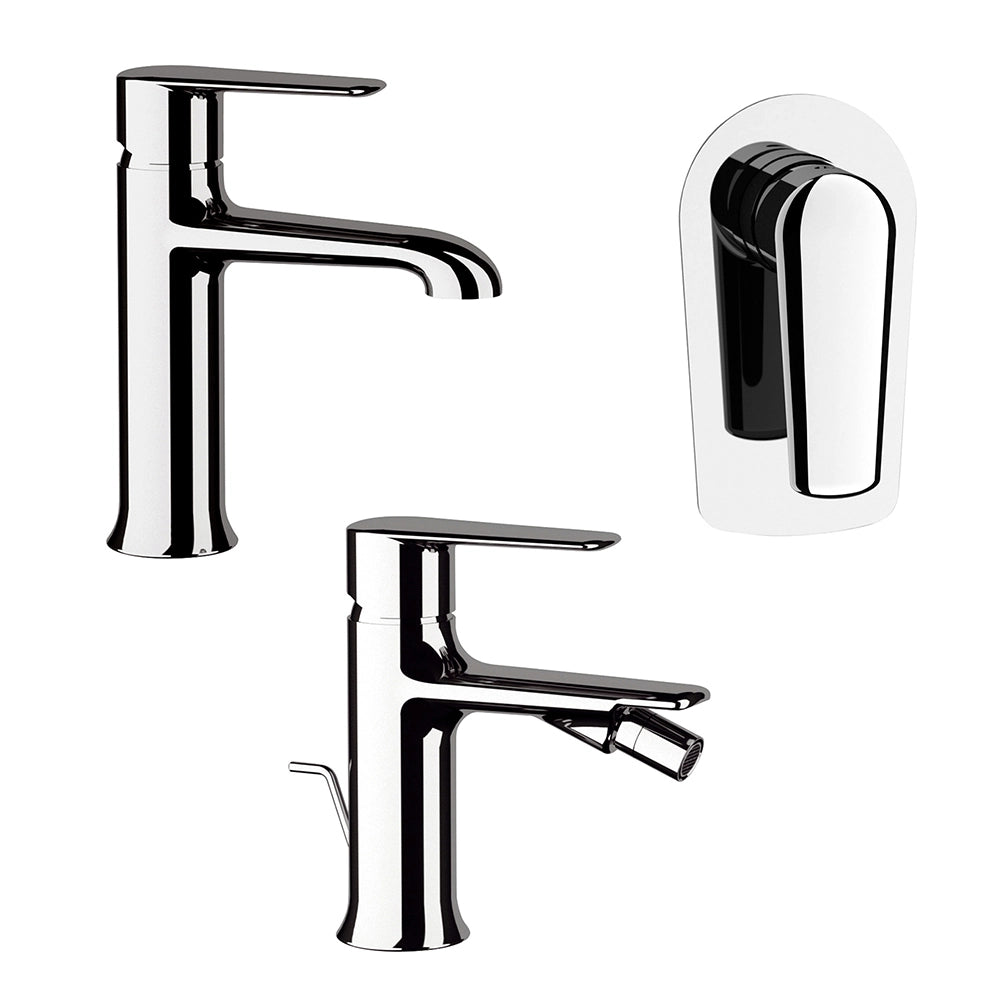 Set miscelatori doccia lavabo e bidet in ottone cromato linea Armonia