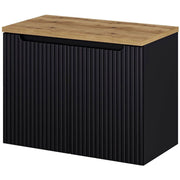 Mobile Sottolavabo NEWPORT da Parete con 2 Ante e Ripiano 80x60x40 cm - Nero/Effetto Rovere [en.casa]