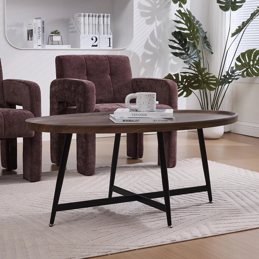 Tavolino ovale moderno e minimalista - Xylo - Struttura in metallo