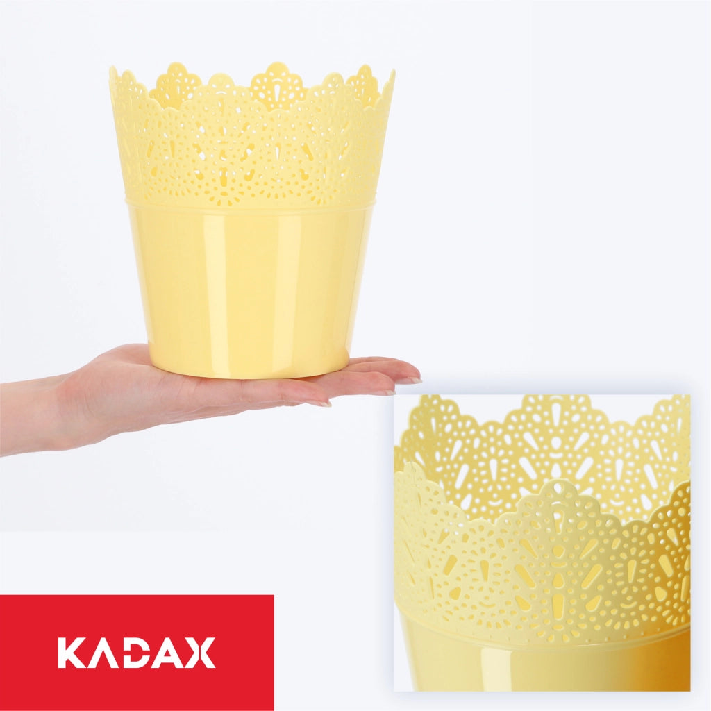 Vaso da fiori KADAX, vaso da fiori, coperchio, alto, in plastica, 16,5 cm, giallo