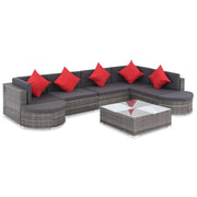 Set da Giardino 8 pz con Cuscini in Polyrattan Grigio