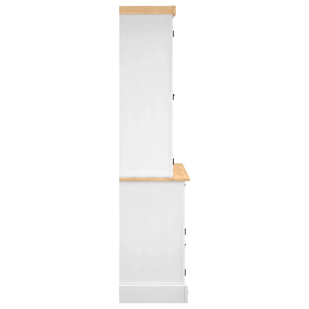 Credenza Corona Bianca 112x43x196 cm in Legno di Pino Messicano