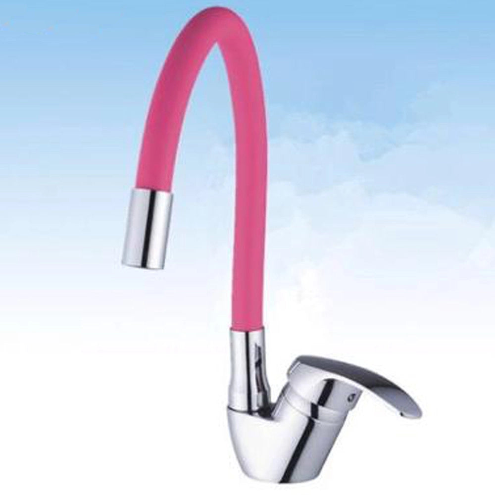 Trade Shop - Rubinetto Miscelatore Girevole Per Lavandino Lavello Cucina Colore Canna Fucsia -