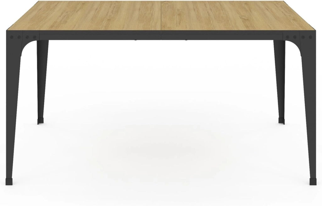 Tavolo da pranzo rettangolare NELLY 8 persone legno e nero design industriale 150 cm