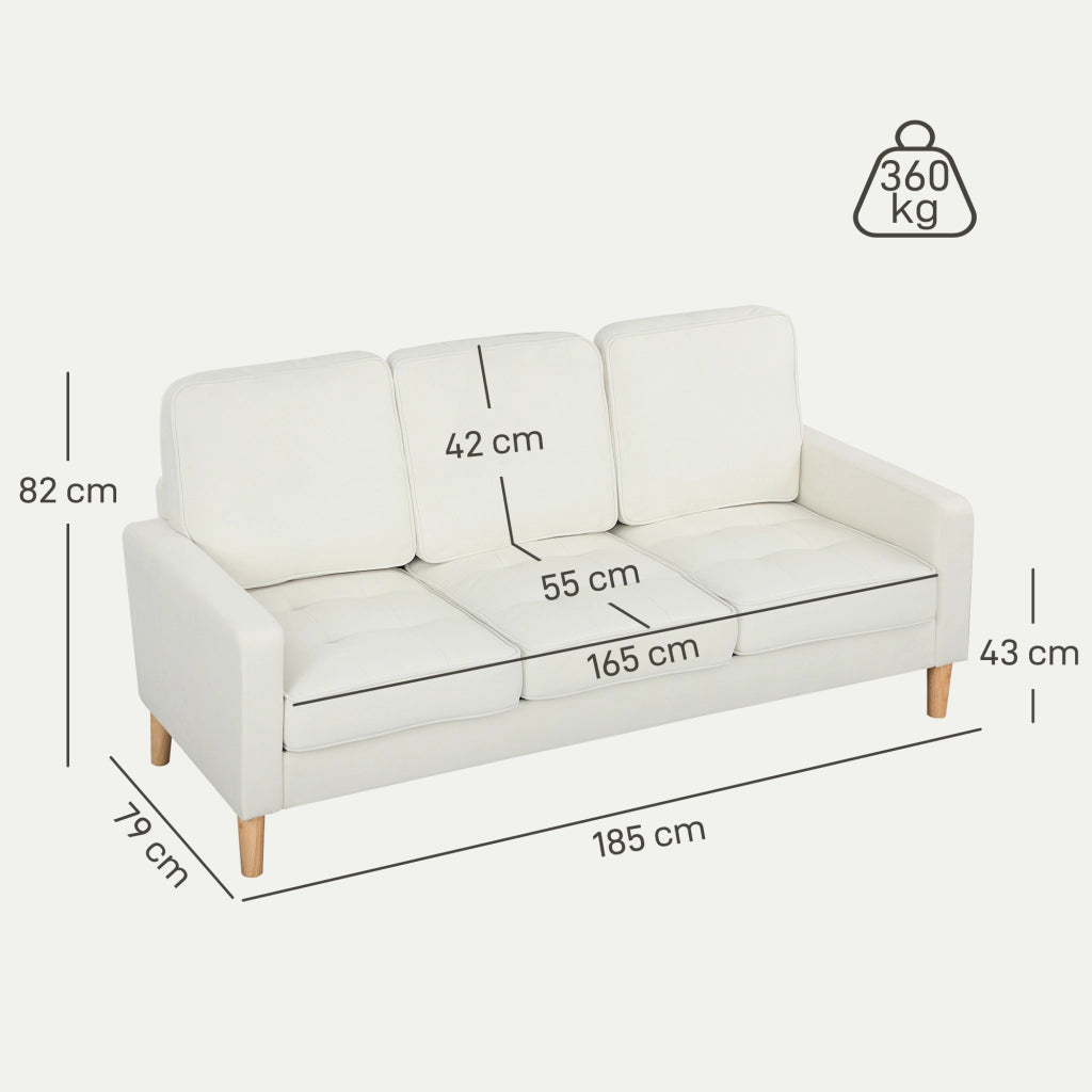 Divano 3 posti in velluto ¨C zephmum ¨C crema 185x79x82